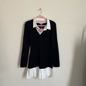 Edikted Black and White Layered Shirt Dress